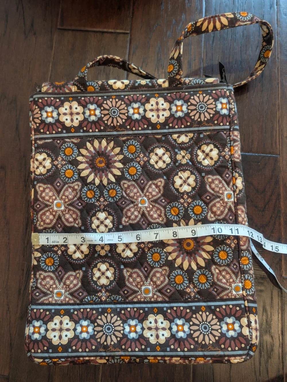 VERA BRADLEY Brown Floral Pattern Quilted Computer Bag